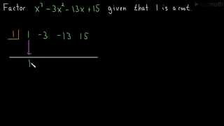 Factoring a Cubic Polynomial Synthetic Division 01 [upl. by Rida]