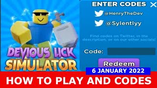 HOW TO PLAY AND CODES Devious Lick Simulator ROBLOX  January 6 2022 [upl. by Anihpled192]