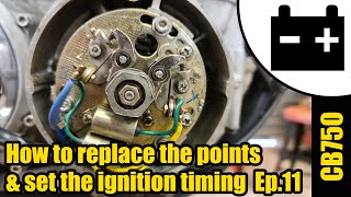 CB750  how to install new points amp condensers amp set ignition timing Ep11 1478 [upl. by Kall]