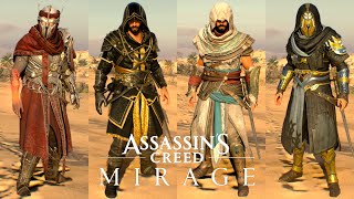 Assassins Creed Mirage  All Outfits Costumes amp Dyes Showcase 4K 60FPS [upl. by Cammie]