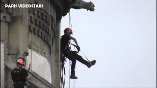 Cordistes  équilibristes  sauveteurs de la Cathédrale Notre Dame de Paris le 16 juillet 2020 [upl. by Rim]