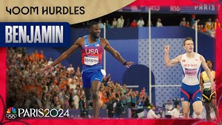 Rai Benjamin gets REDEMPTION in 400m hurdles win over Karsten Warholm  Paris Olympics  NBC Sports [upl. by Yrrep]