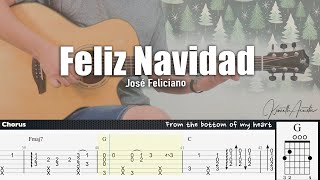 Feliz Navidad  José Feliciano  Fingerstyle Guitar  TAB  Chords  Lyrics [upl. by Nosredna]