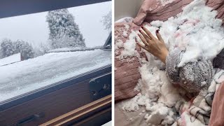 Boyfriend Covers Sleeping Girlfriend In Snow [upl. by Cyn]