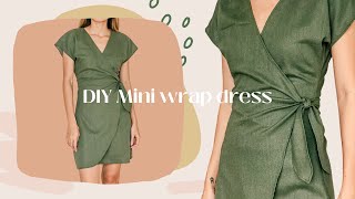 DIY Mini wrap dress  Step by step sewing tutorial [upl. by Oilenroc]