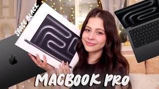 MacBook Pro UNBOXING and setup space black m3 pro chip 💻🖤 [upl. by Aufa48]