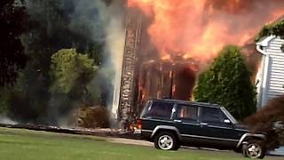 RARITAN FLEMINGTON NEW JERSEY FIFTH ALARM STRUCTURE FIRE 72713 WITH RARE FIRE TORNADO [upl. by Ivie]