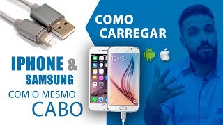 Descubra como carregar Iphone e dispositivo Android com o mesmo cabo Cabo USB 2 em 1 [upl. by Dougy]