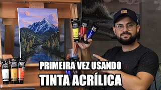 Pintando uma tela com TINTA ACRÍLICA pela primeira vez  O que eu achei [upl. by Song]