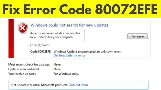 Fix windows 7 update error 80072efe  Error Code 80072EFE Problem Fixed [upl. by Zumstein]