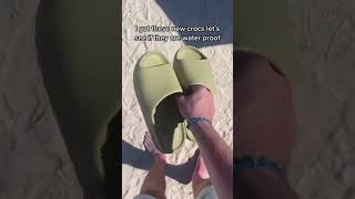 WHAT HAPPENS WHEN YOU WEAR YEEZYS SLIDES IN THE OCEAN😳 shorts [upl. by Aynekat489]