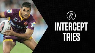 Incredible Intercept Tries  NRL Throwback  Hodges Wishart Campbell amp more [upl. by Ieluuk]