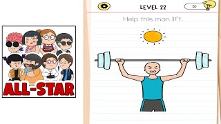 Brain test all star level 22 help this man lift Gameplay walkthrough solution [upl. by Tanny]