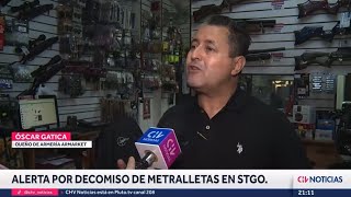 Armarket en CHV Noticias 22 de abril 2023 Reportaje quotAlerta por decomiso de metralletas en Stgoquot [upl. by Herrmann]