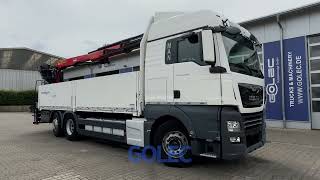 VERKAUFT  G200162  MAN TGX 26460 6x2 Pritsche Kran Palfinger PK 18001L aus Baujahr 2018 [upl. by Eicnahc549]