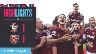 Southampton 11 West Ham  Rice equaliser secures point  Premier League Highlights [upl. by Vasileior147]