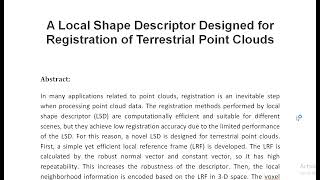 A Local Shape Descriptor Designed for Registration of Terrestrial Point Clouds [upl. by Kulda911]