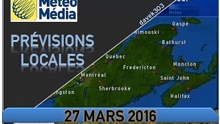 MétéoMédia Prévisions Locales  27 mars 2016 [upl. by Stinson]