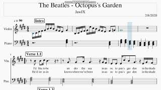 The Beatles  quot Octopuss Garden quot VIOLIN VERSION FREE SHEET MUSIC Easy Notes Score Free [upl. by Aitnahs]