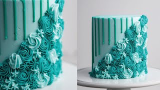 How to Make a Half Rosette Half Drip Cake [upl. by Nahgeem]