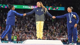 Simone Biles Jordan Chiles Win Silver And Bronze In Floor In A Dramatic Final Event [upl. by Ahsinnor]