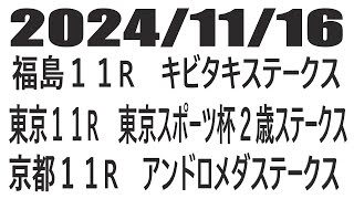 【競馬予想】２０２４年１１月１６日福島１１Rキビタキステークス 東京１１R東京スポーツ杯２歳ステークス 京都１１Rアンドロメダステークスの予想と買い目 [upl. by Elamrej465]