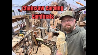 chainsaw carving Cardinals [upl. by Ziza]