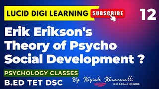 Eriksons Theory of Psycho Social Developmen  BEd TET DSC  Psychology [upl. by Araht690]