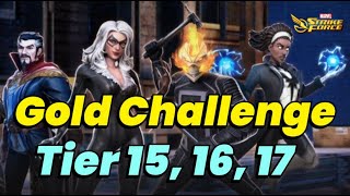 GOLD RUSH TIER 15 16 17 GUIDE  HOW TO 3 STAR CHALLENGE MORE GOLD  MARVEL Strike Force  MSF [upl. by Eimmot]