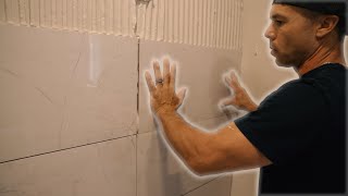 TILE A SHOWER WALLTUTORIAL [upl. by Annayram]