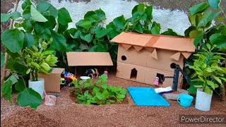 DIY to cow shed and khet 🌱mini farmig chota khet cow shed and house [upl. by Deste]