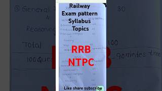 RRB NTPCRailway syllabus and Exam patternTopics sectionsrrbntpc rrb railwayjobs railwayexam [upl. by Bergess]