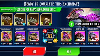 LOOKING FOR PARASAUROLOPHUS GEN 2 VS SCORPIOS REX VS SCORPIOS REX GEN 2  JURASSIC WORLD THE GAME [upl. by Girvin831]