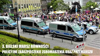 3 marsz równości w BielskuBiałej  policyjne zabezpieczenie zgromadzenia oraz start przemarszu [upl. by Anirrehs]