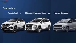 Comparison Toyota Rush vs Mitsubishi Xpander Cross vs Hyundai Stargazer [upl. by Suicul]