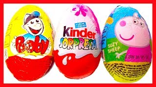 3 huevos sorpresa de Peppa Pig Baby y Kinder sorpresa en español de chocolate [upl. by Sausa229]