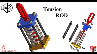 Tension Rod Assembly SolidWorks 2021 Tutorial Swept BossBase step by step [upl. by Aicilav]