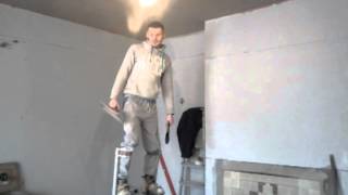 Plastering a Ceiling on Stilts UK [upl. by Llerraj]