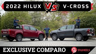 Toyota Hilux vs Isuzu DMax V Cross 4x4 Comparison  Including 0100 Acceleration  91Wheels [upl. by Leund]