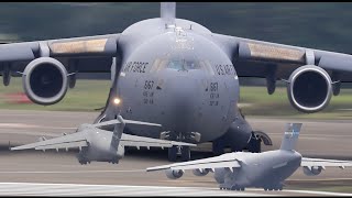 Pesawat Militer Amerika C17 Globemaster III Full Take Offglobemaster usaf [upl. by Petracca]