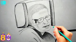 How To Draw a Stephen Hawking 80th Birthday Pencil Drawing [upl. by Sanchez]