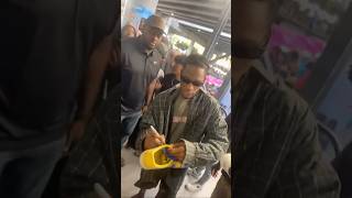 OMG Travis Scott signed my Canary Yellow Jordan 1 Travis Scott shoes Lot 11 Skatepark in Miami [upl. by Tnias]