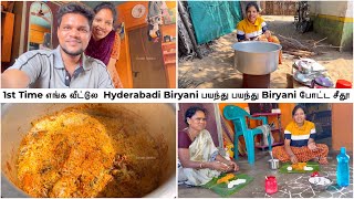 1st time Hyderabadi Biryani பயந்து பயந்து Biryani போட்ட சீதூ ஒரு வழியா போட்டாச்சி  Vinoth Seetha [upl. by Neibaf]