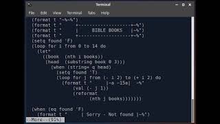 LISP Program to query and list books of the Bible 1st thirteen [upl. by Yzus]