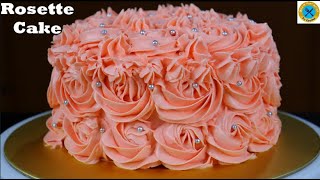 Rosette Cake  Valentines Day Special  Whipped cream rosette cake  how to make a rosette cake [upl. by Treblig]