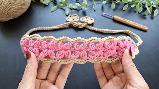 How to crochet flower headband Easy tutorial for beginner [upl. by Weasner]