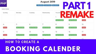 How to create a booking calendar  php mysql  Remake [upl. by Gardia]