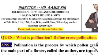 What is pollination Define crosspollination [upl. by Yrrad]