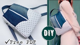 ABSOLUTLY SWEET DIY BACKPACK How To Make Backpack from Jeans [upl. by Stalk229]