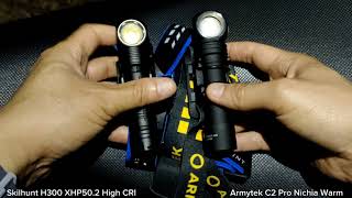 Skilhunt H300 XHP502 High CRI VS Armytek C2 Pro Nichia Warm High CRI [upl. by Icnan]